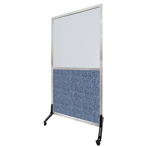 Freestanding Half Glass/Half Fabric Dividers 72"x36" Sapphire